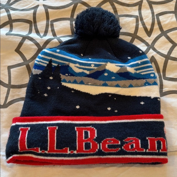 LLBean Vintage Classic Colorful Red White and Blue Winter Ski Katahdan Pom Hat - Picture 2 of 5